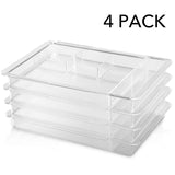 Oubonun Expandable Drawer Organizer 11.1” to 19.2” Wide Adjustable Makeup Organizer (4 Packs), Clear Plastic Storage Trays with 6 Compartments for Bathroom, Bedroom and Desk Drawers