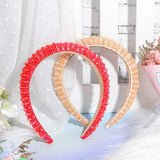 2 Pieces Crystal Rhinestone Headbands Crystal Embellished Crystal Headband Velvet Padded Wide Hairbands Party Wedding Headpiece Hair Accessories for Women (Red, Champagne)