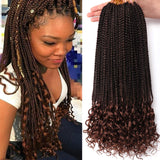 7 Packs 14 Inch Box Braids Crochet Hair Crochet Box Braids with Curly Ends Goddess Box Braids Crochet Hair Curly Prelooped Crochet Hair Bohemian Box Crochet Braids Hair For Black Woman (14 Inch, T30#)