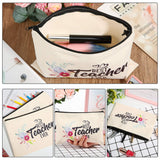 16 Pieces Teacher Makeup Bag Multipurpose Cosmetic Bag Teacher Pencil Case Bags Travel Toiletry Pouch Teacher Gift Canvas Bags with Zipper for Women Teacher (Flower Pattern)