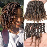 Leeven 8 Inch Pre-twisted Spring Twist Hair 6 Packs Ombre Brown Short Crochet Braids Hair For Bob Spring Twists Braiding Hair Synthetic Passion Twist Hair For Black Women (15strands/pack,T27)