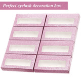 50 Pieces Empty Eyelash Case Boxes Lash Box Packaging Empty Lash Boxes Glitter Paper Cardboard Plastic Eyelash Storage Box False Lashes Cases Holder (Pink)
