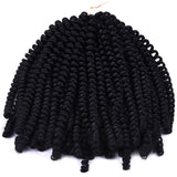 Silike Spring Twist Crochet Hair Extensions(2 Pieces/Pack) 8 Inch Crochet Braid Synthetic Braiding Hair For Women For Gifts (Black)
