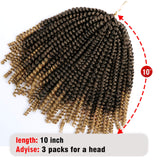 10 Inch Spring Twist Crochet Braids Hair for Butterfly Locs Bomb Twist Crochet Hair Beyond Beauty Ombre Colors Synthetic Fluffy Hair Extension 3 Packs 30 Strands 135g/Pack(10 Inch, T1B 27)