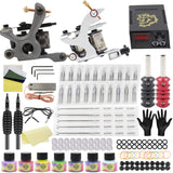 Romlon Complete Tattoo Kit Starter Beginners Tattoo Power Supply Kit 2 Pro Tattoo Machine Guns Power Supply 7 Tattoo Inks 20 Tattoo Needles Tattoo Accessices Tattoo Machine Kit for Liner and Shader