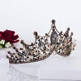 Crownguide Elegant Baroque Wedding Tiaras Crowns for Women Bride Crystal Pearls Queen Crowns Bridal Headpiece Princess Hair Accessories Black