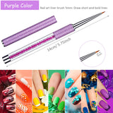 Bememo 5 Pieces Nail Brushes for Nail Art, UV Gel Painting Nail Design Brush Nail Art Pens, Nail Art Liner Brushes Nail Dotting Painting Drawing Pen Set 5/7/9/11/20 mm