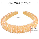 2 Pieces Crystal Rhinestone Headbands Crystal Embellished Crystal Headband Velvet Padded Wide Hairbands Party Wedding Headpiece Hair Accessories for Women (Red, Champagne)