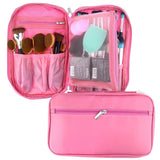 TraderPlus Portable Cosmetic Bag Makeup Brushes Organizer Makeup Artist Case with Belt Strap Holder Multifunctional Makeup Handbag for Travel (Pink)