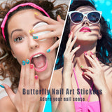Butterfly Nail Art Stickers, 30 Sheets Nail Decals Butterfly Flowers Design Nail Stickers Manicure Tips DIY Nail Decoration (More Than 400Pcs)
