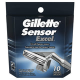 Gillette Sensor Excel Shaving Cartridges for Men Quantity: 10 Cartridges