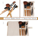 Makeup Brushes 6pc Confidence Perfection with Organic Bamboo Handle and Premium Quality Super Soft Bristle For Incredible Makeup Touch Up Comes With Mascara Brush Oval Brush