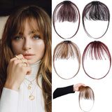 Clip in Bangs Real Human Hair Extensions Natural Flat Fringe Front Neat Air Bangs Clip-on Hairpiece with Temples