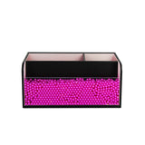 JackCubeDesign Makeup Organizer - Premium Quality - with Pink Pearls for Brush Holder and 3 Compartments (Black, 11.8 x 4.9 x 5.3 inches)-:MK284A