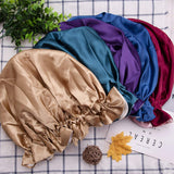 Duufin 5 Pcs Satin Bonnets Large Sleeping Cap Women Bonnets Big Brim Silk Hair Bonnet for Sleeping Curly Hair
