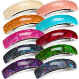 10 Pieces Retro Large Acrylic Barrettes Rectangular French Automatic Hair Clip for Women Girls Thick and Medium Hair (Mixed Color)