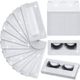 100 Pieces Empty Eyelash Case Set, 50 Empty Eyelash Boxes Lash Box Packaging Glitter Paper Eyelash Storage Box, 50 Empty Eyelash Boxes Tray False Eyelash Storage Box Packing Eyelash Lid Tray (Silver)