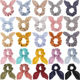 25 Pieces Hair Scrunchies Rabbit Bunny Ear Hair Bands Elastic Scrunchy Bowknot Scrunchies Elastic Hair Ties Ponytail Holder for Girls Women