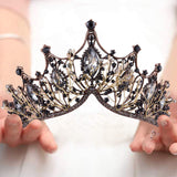 Crownguide Elegant Baroque Wedding Tiaras Crowns for Women Bride Crystal Pearls Queen Crowns Bridal Headpiece Princess Hair Accessories Black