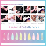 SXC Cosmetics P-05 Polygel Nail Kit with UV Lamp Butterfly Series Jelly Translucent 10 Colors 15ML Nail Extension Gel All-in-One Nail Enhancement Starter Gel Builder Nail Technician Set