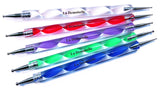 5 X 2 Way Marbleizing Dotting Pen Plus Glitter Rhinestone Wheel Round Set for Nail Art Manicure Pedicure