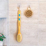 Gruberr Bath Body Brush Set - for Glowing Skin, Soft and Stiff Bristles, Short and Long Brushes for Easy Reach, Dry or Wet Brushing - Cellulite, Lymphatic, Exfoliating - Men, Women, Elderly - w/hooks