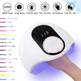 Charites 168W UV LED Nail Lamp Large Space for Two Hands Nail Dryers Nail Polish Curing Lamps for Gel Polish Professional Nail Light with Infrared Sensor 4 Timer Settings (White)