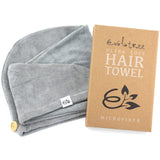 Evolatree Microfiber Hair Towel Wrap - Quick Magic Hair Dry Hat - Anti Frizz Products for Curly Hair Drying Towels - Neutral Gray & Raven Gray (2 Pack)