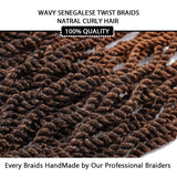 18 Inch Wavy Senegalese Twist Crochet Braids Hair 8 Packs Pre-looped Twist Braids Goddess Senegal Twist Braiding Hair with Curly Ends (T1B/30#,14Strands/Pack)