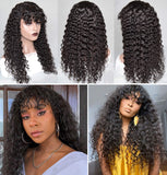 Long Curly Wig with Bangs Kinky Curly Wig for Black Women Heat Resist Soft Synthetic Hair