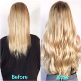 22 Inch Hair Extension Brown to Blonde Clip in Human Hair Extensions 120g 7pcs Thicken Double Weft Full Head Straight Ombre Balayage Clip on Real Remy Extensions