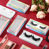 100 Pcs Empty Eyelashes Packaging Soft Paper Lash Box, 50 Empty Eyelash Boxes Lash Box Packaging Empty Lash Box with 50 Empty Eyelash Boxes Tray False Eyelashes Storage Box Lid Tray (Laser)