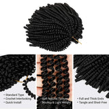 4 Packs 8 Inch AU-THEN-TIC Spring Twist Crochet Hair Bomb Twist Crochet Braids Hair for Passion Twist and Butterfly Locs Hair Extensions (4 Pack, 1B)