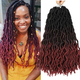 18 inch Wavy Faux Locs Crochet Hair 6PCS Gypsy Locs 3 Tone Ombre Curly Goddess Locs Crochet Twist Braiding Hair Extensions Braids Dreadlocks 24Roots/PCS (0M1B/99j/530#)