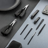 9 Pieces Ingrown Toenail Tools Kit, Toe Nail Clipper Knife Nail Nipper File Set for Ingrown Hard Thick Nail, Ingrown Toenail Cuticle Removal Clippers (Black)