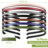 14 Pieces Simple Leather Covered Headbands 5 mm Wide Solid Skinny Leather Hair Band Plastic Hair Loop Hair Accessories for Women and Girls, 7 Colors
