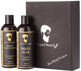 Beard Shampoo and Beard Conditioner Wash & Growth kit for Men Care - Softener & Moisturizer for Hydrating, Cleansing and Refreshing Beard and Mustache Gift Set (Classic, 100ml (3.4 fl oz))