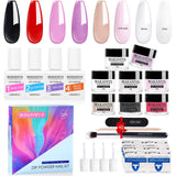 WAKANIYA Dip Powder Nail Kit Starter-8 Nude Colors Dipping Powder Nails System for French Nail Manicure Art No Nail Lamp Needed Acrylic Dipping Powder Nail Refill Set for Beginners Home DIY Salon