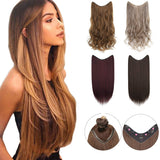 XBwig Clip in Hair Extensions Synthetic 22" 25" One Piece Full Head 150g Clips Hairpieces Straight Curly Long V Part Hair Piece(25",Medium Brown)