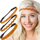 Hipsy Petite Size, Adjustable No Slip Sparkly Bling Mixed 3pk Headbands for Women Girls & Teens