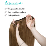S-noilite Secret Wire Extensions Human Hair Hidden Crown Hair 16" 60g #6 Light Brown One Piece Invisible Miracle Wire In Remy Human Hair Extensions for Women