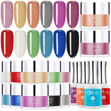 Dip Powder 12 Shimmer Colors Kit with Dipping Liquid Set for Manicure Nail Arts GPL02