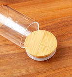 2.3 oz Premium Borosilicate Clear Glass Jars with Bamboo Silicone Sealed Lid (6 Pack)