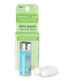 Dental Lace | Silk Dental Floss | Includes 1 Refillable Recyclable Dispenser and 2 Floss Spools with Natural Mint Flavoring | 66 Yards (Gray)