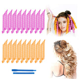 Hair Curlers 36 Pieces Spiral Curls Hair Rollers No Heat Hair Curls Styling Kit Magic Hair Roller with 2 Pieces Styling Hooks for Extra Long Hair Most Kinds of Hairstyles (17.7"/45cm)