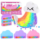 ULEEN Rainbow Bath Bomb Gift Set, 4PCS Large Rainbow Bath Bombs for Kids Women with Cloud Fizzies Bubble Natural Ingredients, Skin Moisturize SPA,Handmade Christmas Gifts for Her,Kids,Wife,Girls(4PCS)