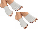 Bcurb Toe Gel Socks Moisturizes Skin Gel Lined Toes Separating Therapeutic Compression Socks for Dry Forefoot Feet Hard Cracked Skin (White-2PairToeGelSocks)