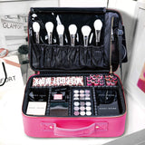 GLAMFORT Makeup bag makeup case travel makeup train bag rose red large capacity with dividers cosmetic bag organizer