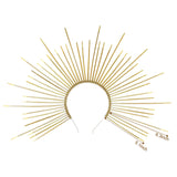 Fantherin Mary Halo Crown Headband Goddess Zip Tie Spiked Halo Crown Halloween Costume Headpiece Headdress for Cosplay Party (Gold)