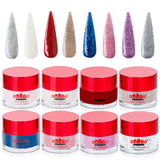 Dip Powder Nail Kit Starter - 8 Glitter Colors of 2-in-1 Nail Powder - Dip Application - No-Chip Shine for 3 Weeks - Strengthens Natural Nails - Fine Consistency, Easy Application